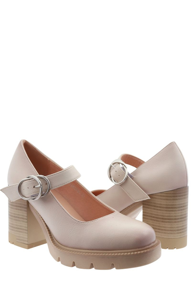 Béžové dámské boty s přezkou na patě