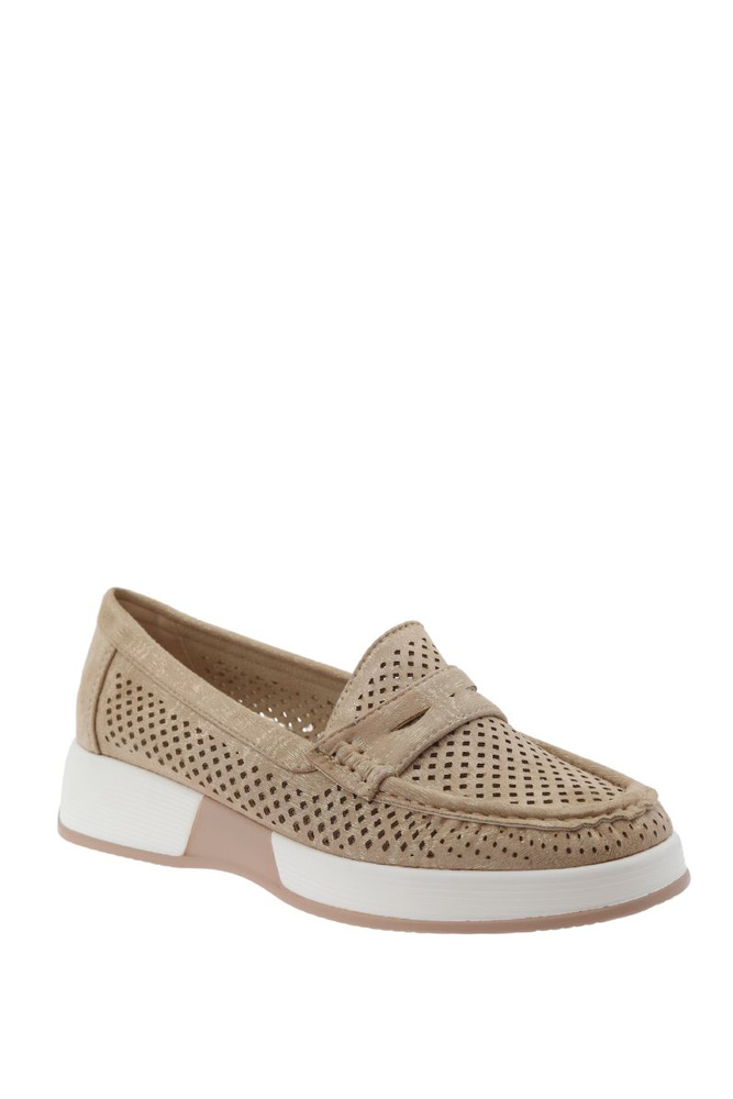 Zlaté semišové boty s perforací na platformě