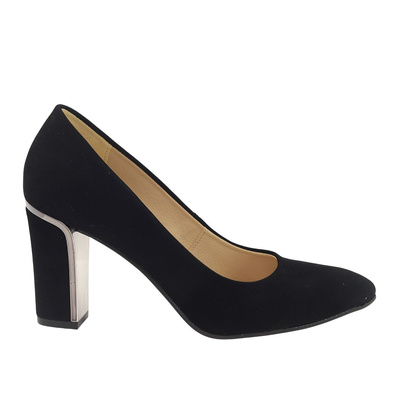 Černé semišové lodičky Dantex na vysokém podpatku