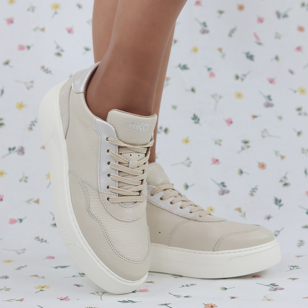 Béžové kožené boty 0RRS6_X__7THF Ryłko