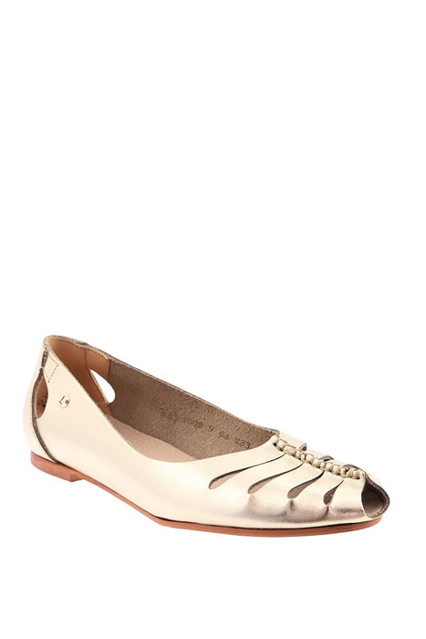 Zlaté kožené ploché slip-on balerínky