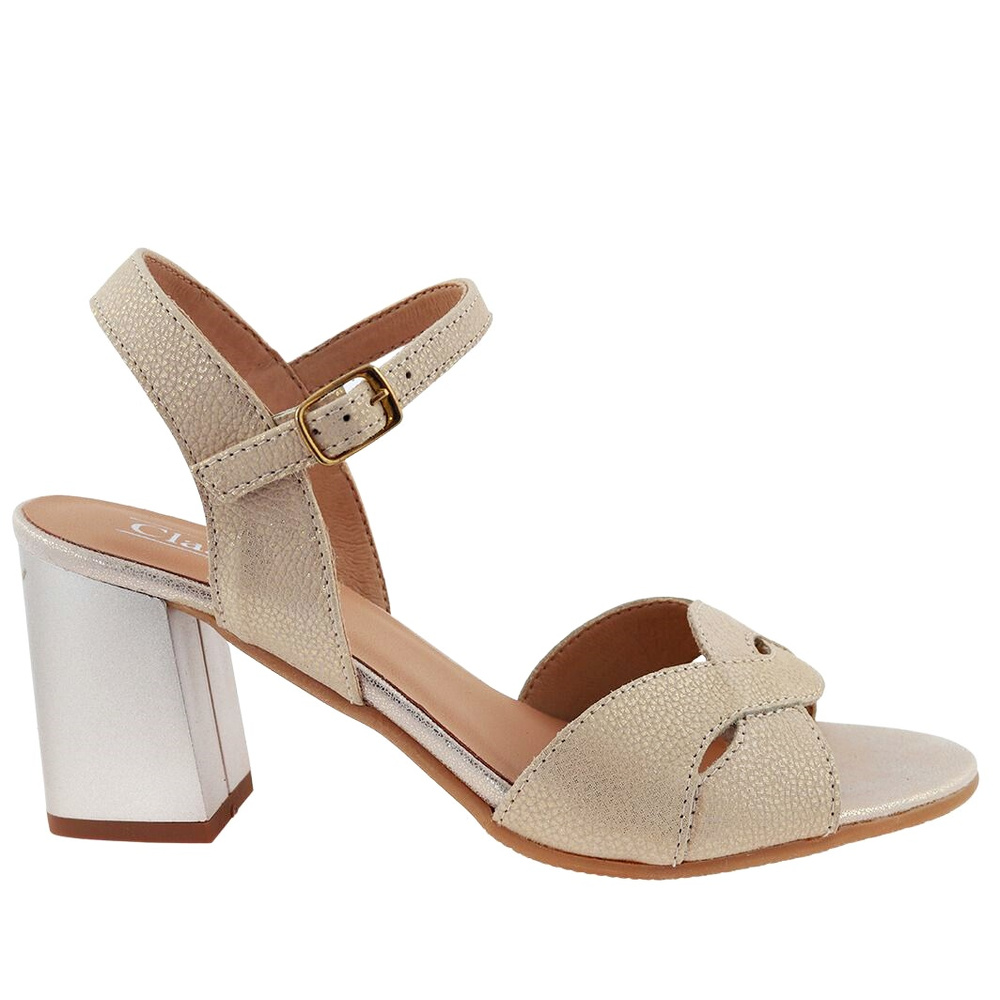 Zlaté sandály Clasicco na vysokém podpatku