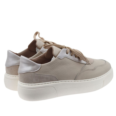 Béžové kožené boty 0RRS6_X__7THF Ryłko