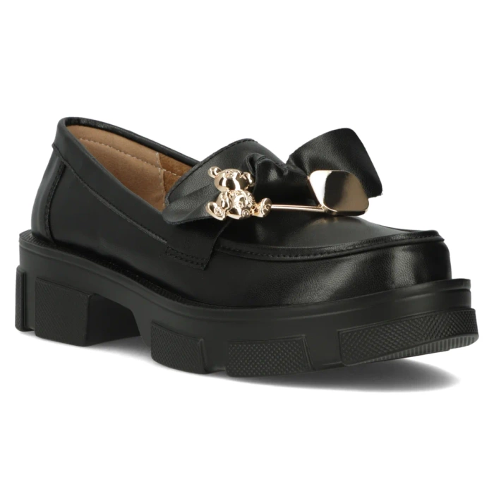 Černé kožené boty se zlatým zavíracím špendlíkem Filippo