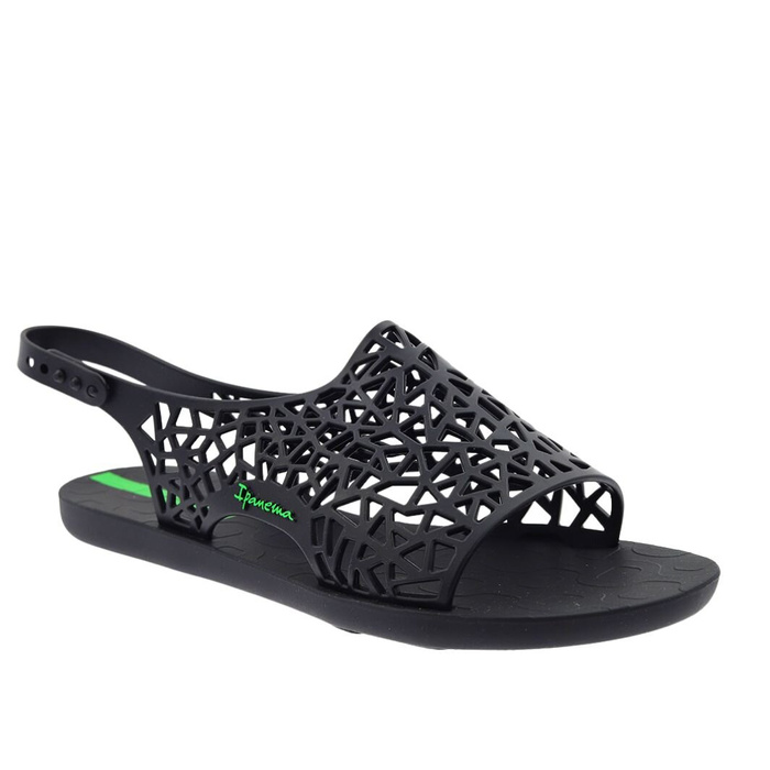 Dámské ploché prolamované sandály, černé
