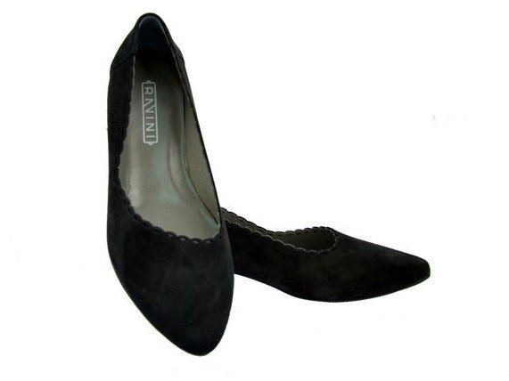 Semišové balerínky Ravini - černé 1100/1