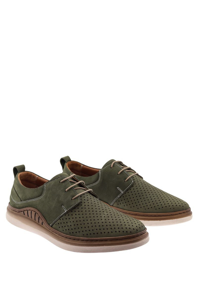 Pánské perforované kožené boty béžové barvy