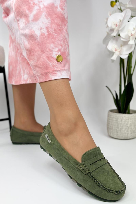 Zelené eko semišové mokasíny
